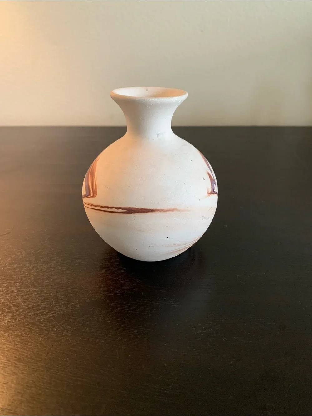 Nemadji Pottery Vase Brown Swirls Native American Indian River Handmade in USA